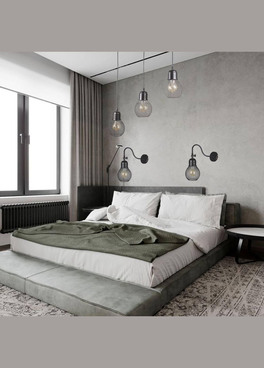 Черная люстра на шпанце с плафонами "Лампочки" (907-004F-3 BK (500)) No Brand (370070135)