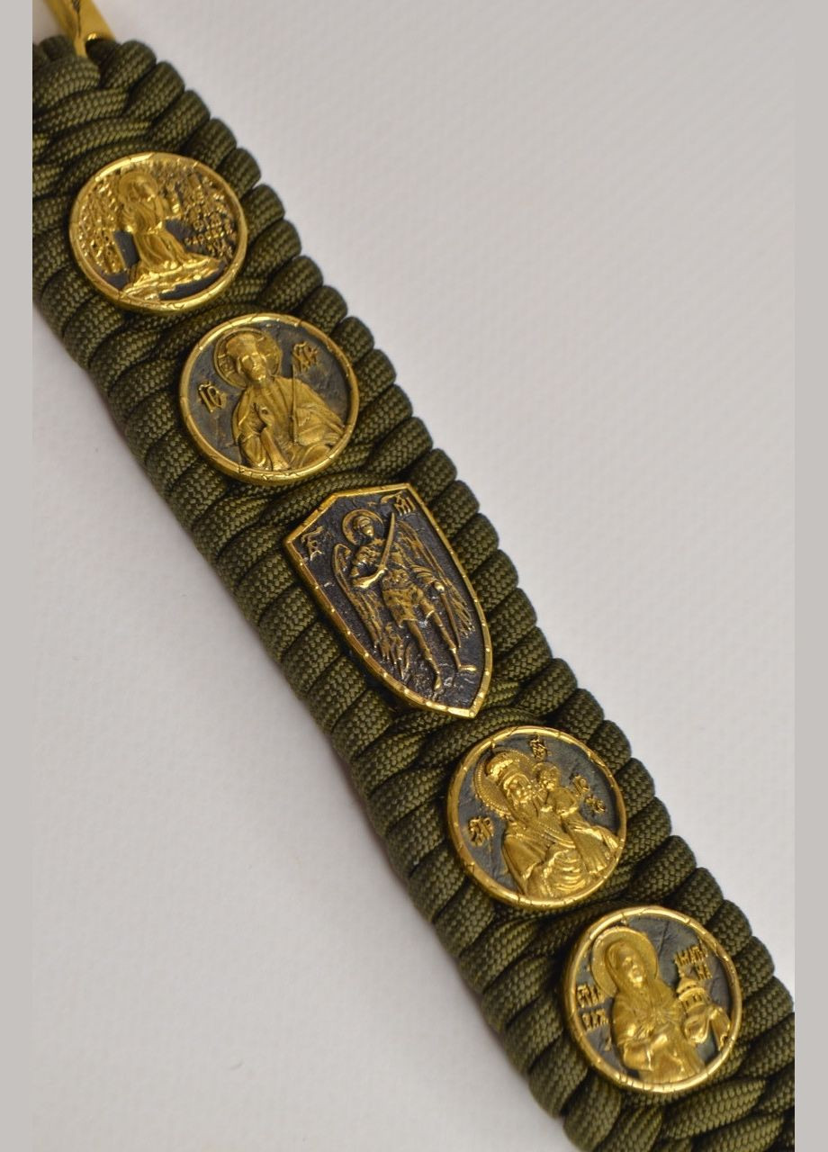 Браслет із застібкою козак архангелом та чотирма образами ручне лиття + брелок у подарунок No Brand (341738961)