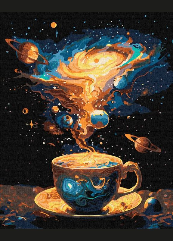 Картина за номерами Космічне чаювання з фарбами металік ©art_selena_ua 40x50 KHO5124 Ідейка (292715097)