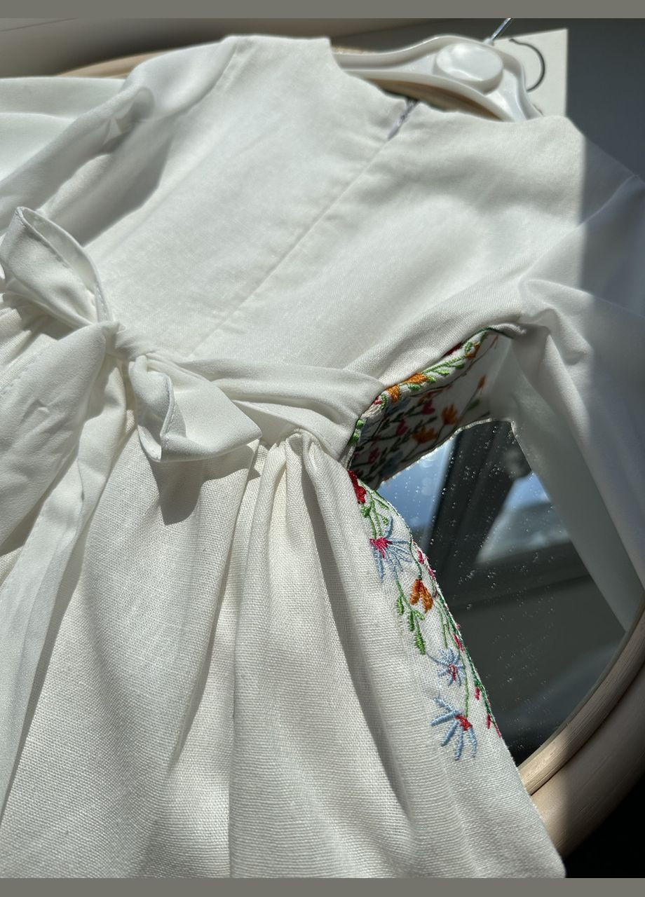 Біла сукня вишиванка дитяча із льону мавка біла (розмір 110) No Brand (340689793)