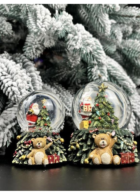 Куля снігова Санта з ялинкою та LED підсвічуванням, 7,5х6,5х6 см Home Decor (367164939)