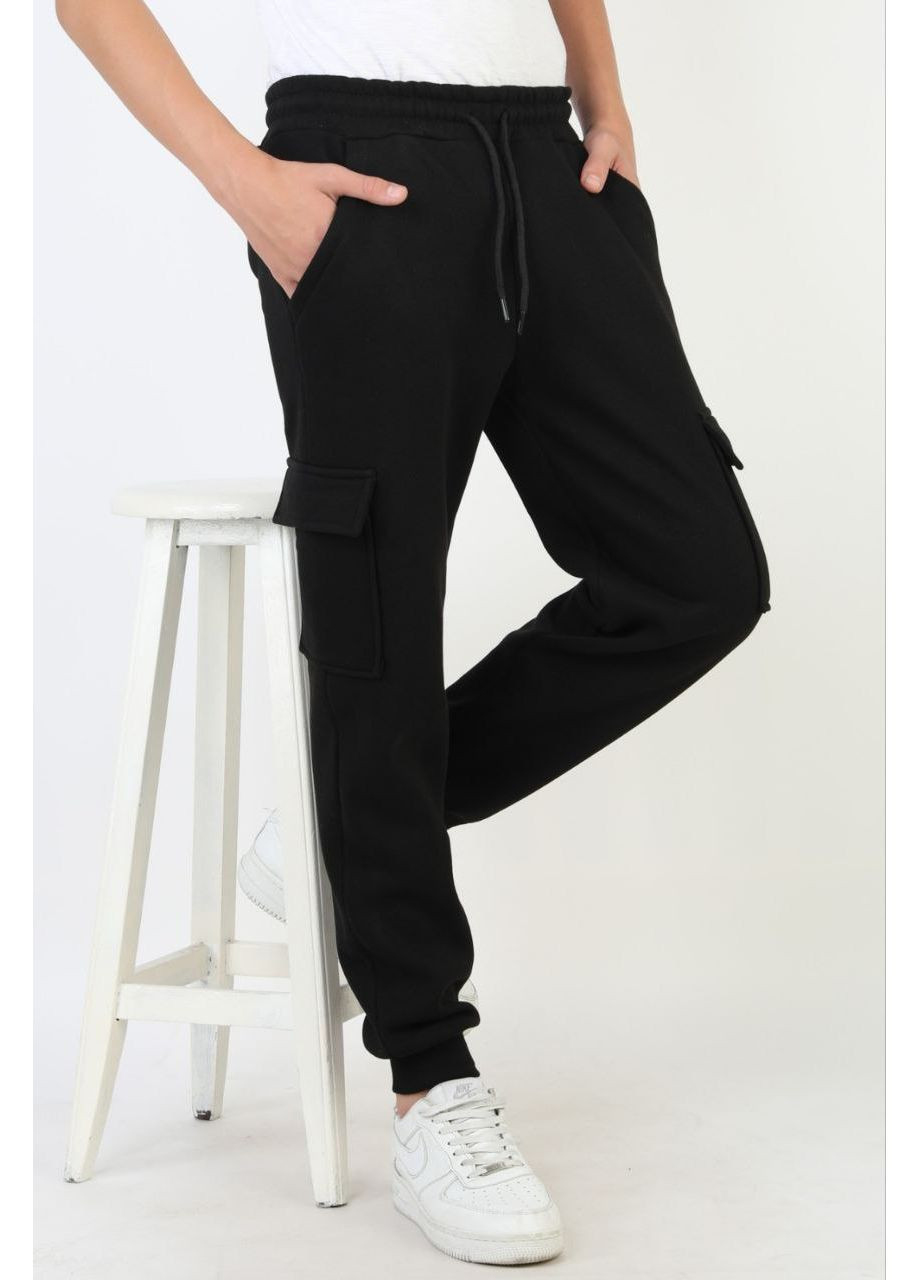 Черные спортивные, повседневный зимние брюки джоггеры No Brand