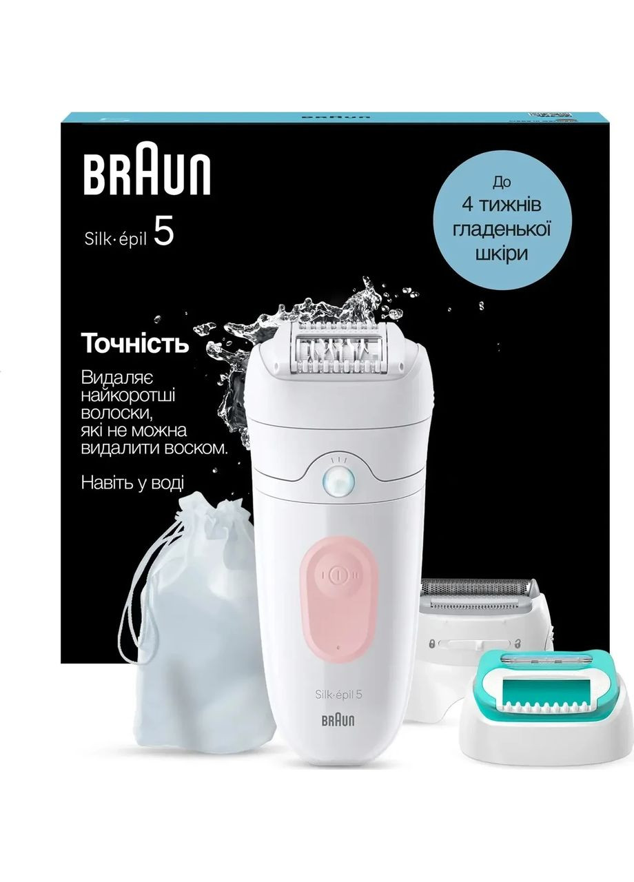 Эпилятор Silk-epil 5 SE 5-050 Белый/Розовый UA Braun (365748926)