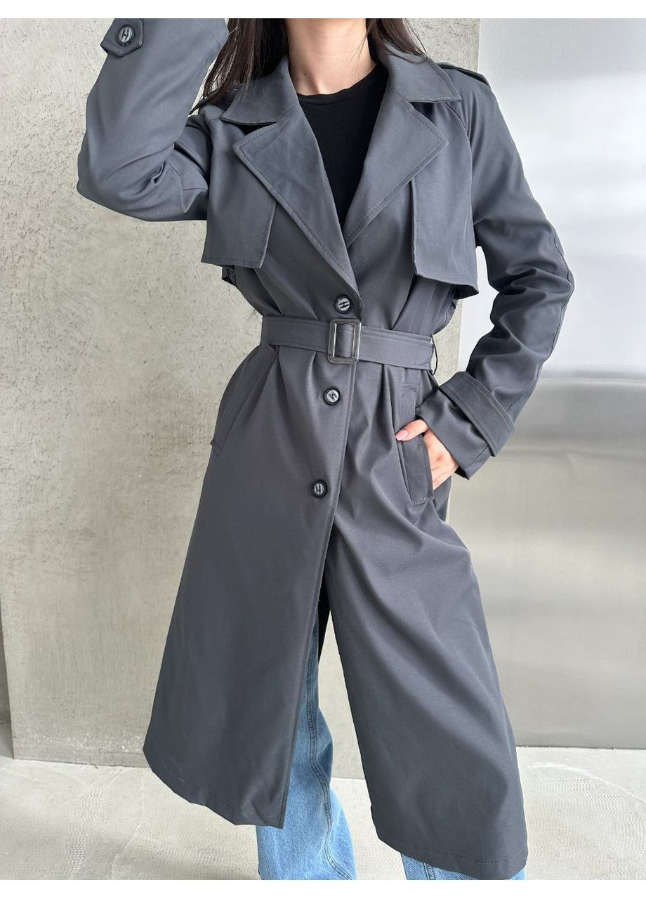 Стильный женский тренч из хлопка на подкладке — базовая модель для современных образов (замеры в описании) Vione на пуговицах демисезон (368708782)