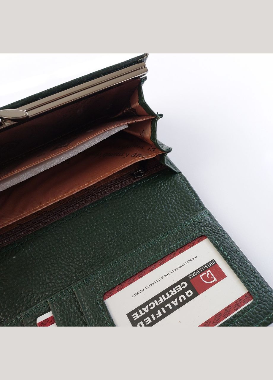 Жіночий гаманець з натуральної шкіри класичний горизонтальний темно No Brand (361341177)