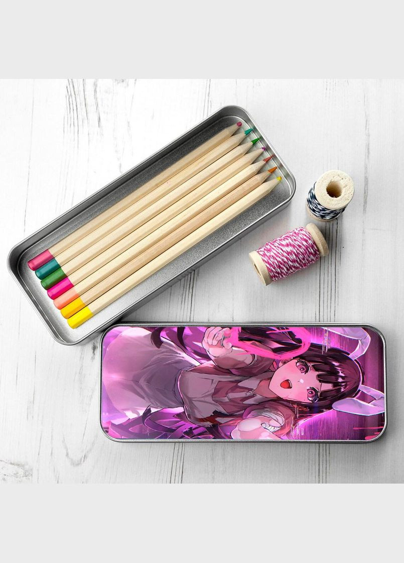 Органайзер для канцелярського приладдя металевий, кейс для дрібниць Аніме Дангаромпа #009 7*18 см Silver No Brand (309152342)