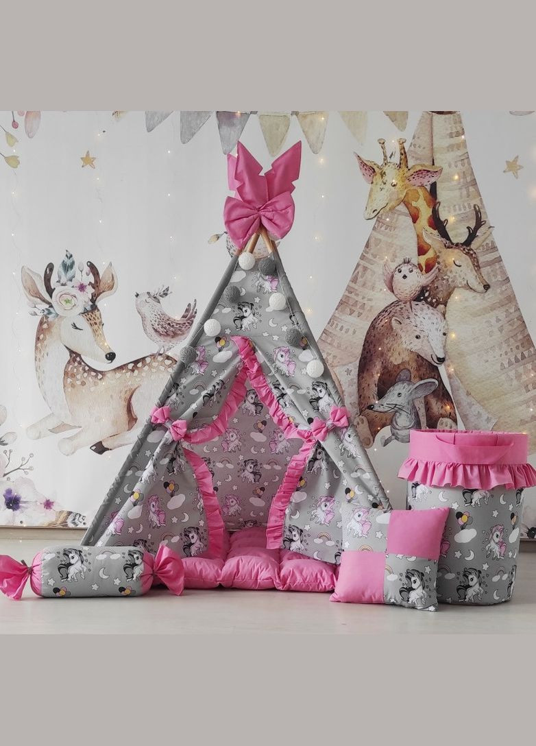 Вигвам для ребенка Сказочные единорожки БОН БОН + корзина для игрушек Полный комплект! No Brand (316257223)