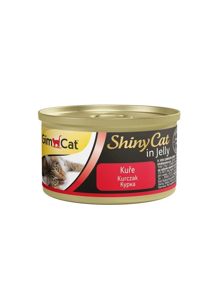 Корм вологий Shiny Cat для котів з куркою в желе 70 г GimCat (392107593)