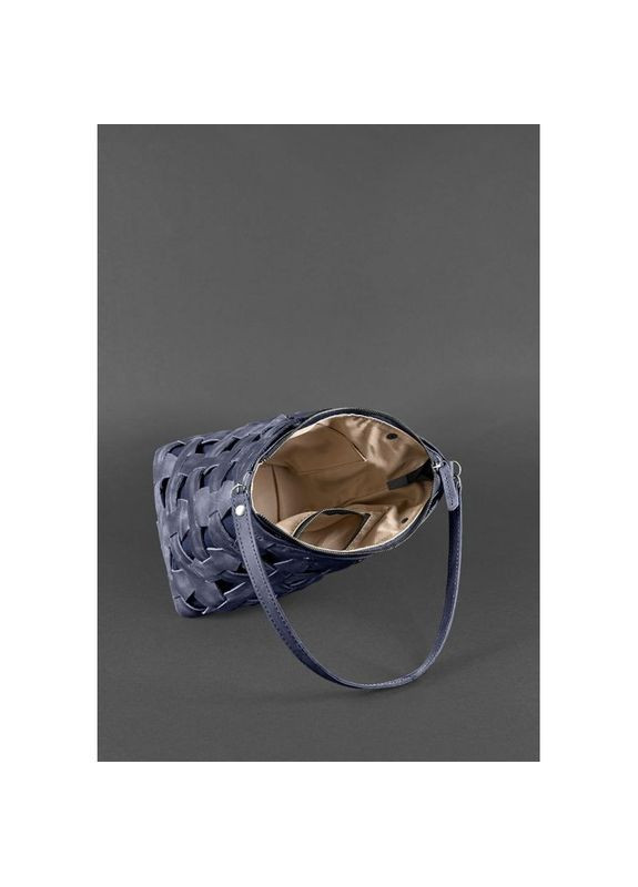 Кожаная плетеная сумка женская через плечо Пазл M синяя Crazy horse BlankNote (302008821)