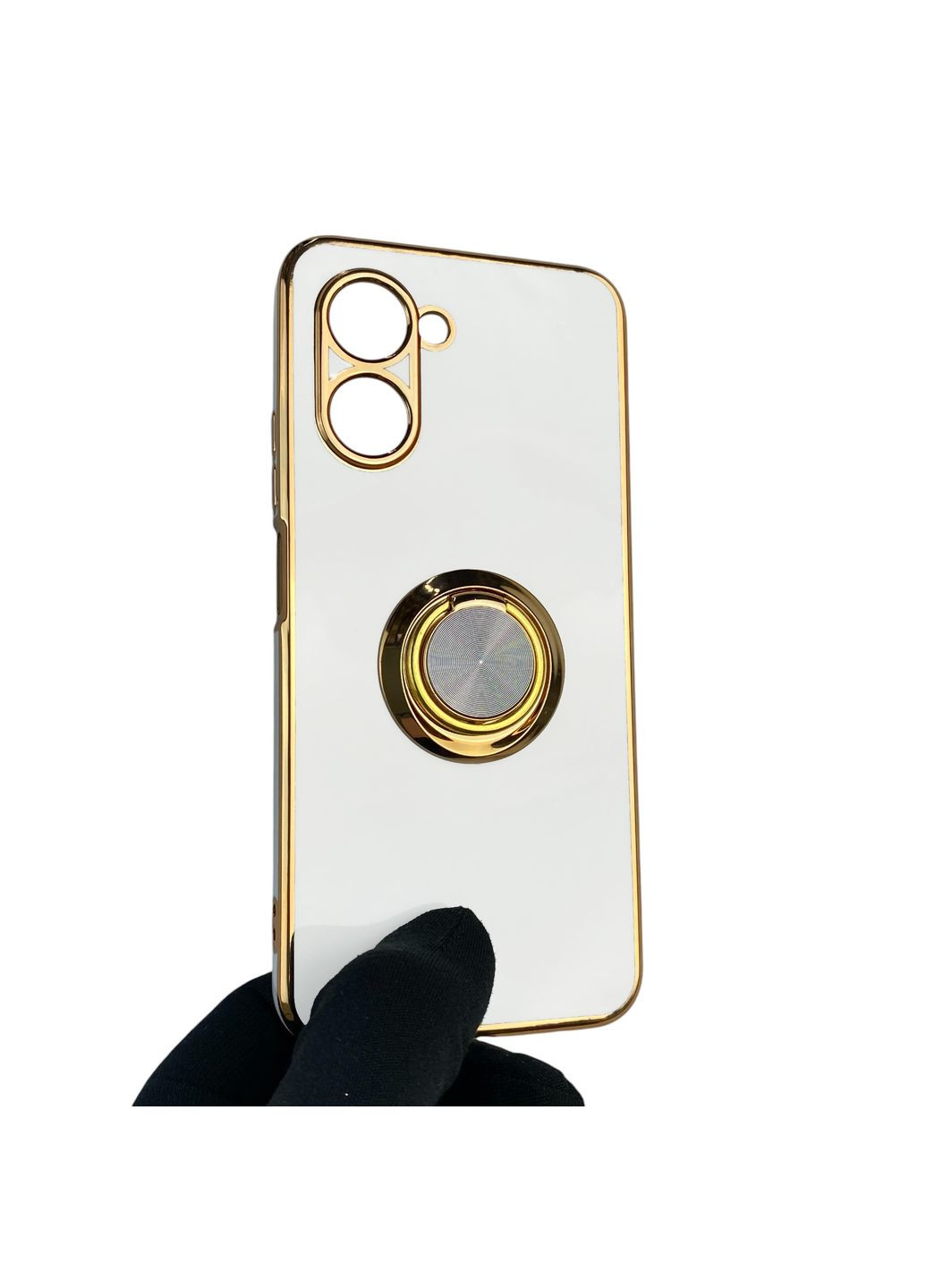 Чехол для C33 с кольцом-подставкой с золотой окантовкой на реалми с33 белый gs1 Realme (366227788)
