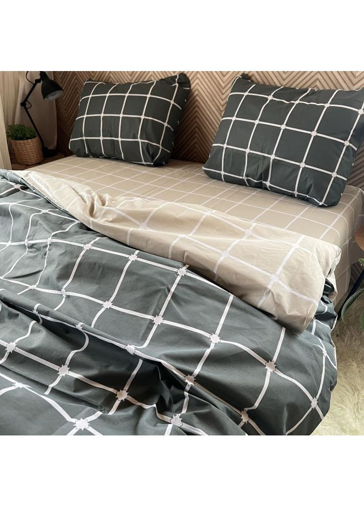 Постельное белье хлопковое Модерн Хоум Двуспальное Простынь на резинке 160x200х20 Бязь Серое 50 х 70 No Brand (364315472)