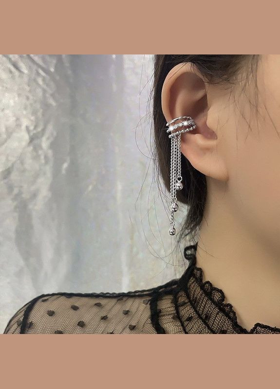 Кафф на ухо с цепочками MK1246 посеребренный DeKolie (317196787)