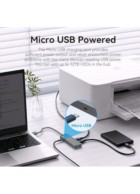 USB-хаб 4-Port USB 3.0 Hub With Power Supply 0.15M Black (CHLBB) (CHLBB) Vention CHLBB 4-Port USB 3.0 (372682402)