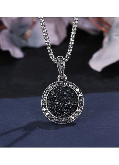 Комплект украшений с черными камнями No Brand Жіночий комплект прикрас (364261595)