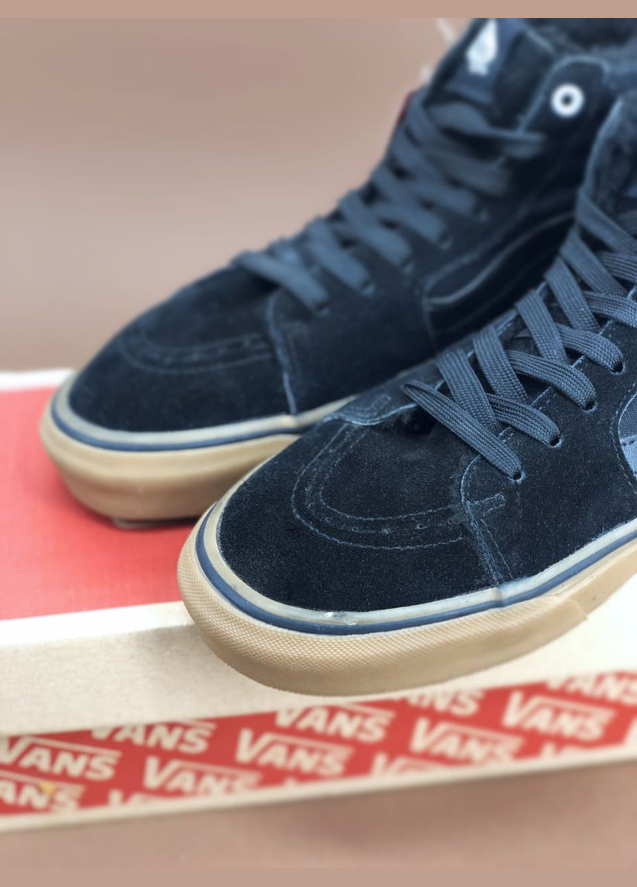 Черные зимние кроссовки зимние мужские и женские vans old skool winter high black fur | ванс олд скул высокие черные с мехом No Brand