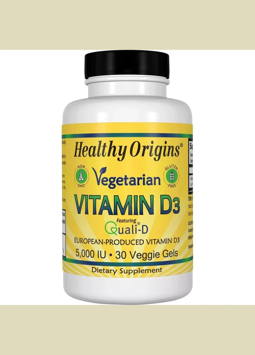 Вітамін D3 для Вегетаріанців, Vegetarian Vitamin D3, 5000 IU,, 30 капсул Healthy Origins (292005648)