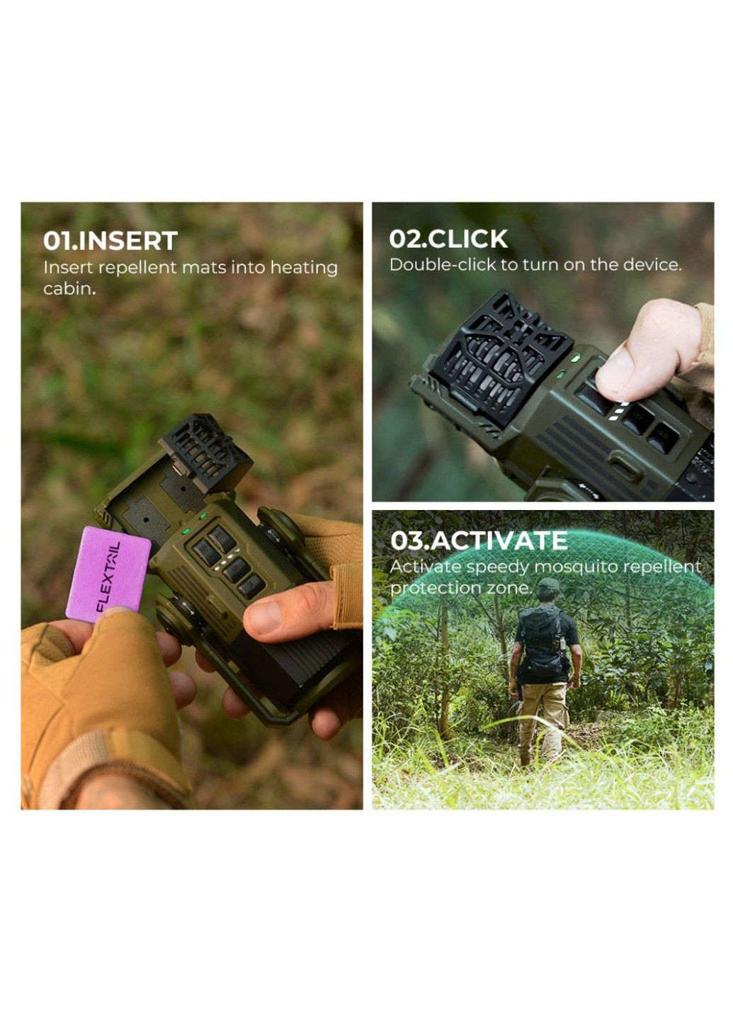 Кемпінговий фумігатор-ліхтар Flextail Evo Repel з функцією Power Bank Type-C (Зелений) No Brand (332634670)