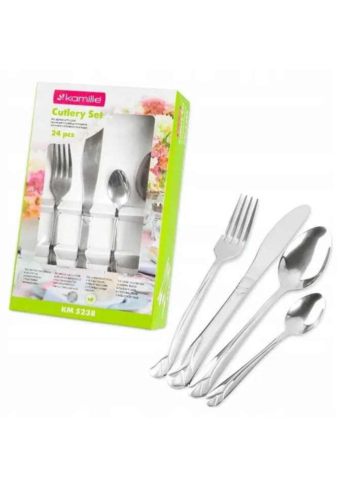 Набор столовых приборов KM-5238R 24 предмета серебристый Kamille (335716737)