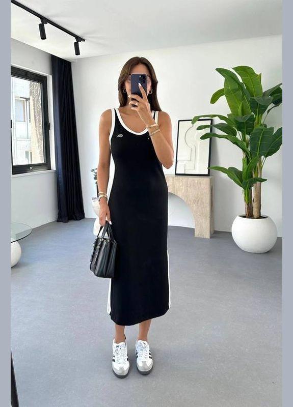 Чорна спортивна, повсякденний сукня міді в спортивному стилі сукня-майка Adelante однотонна