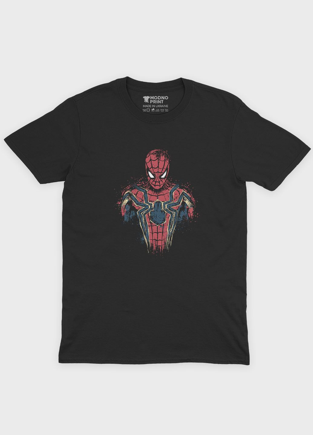 Черная демисезонная футболка для девочки с принтом супергероя - человек-паук (ts001-1-gl-006-014-066-g) Modno