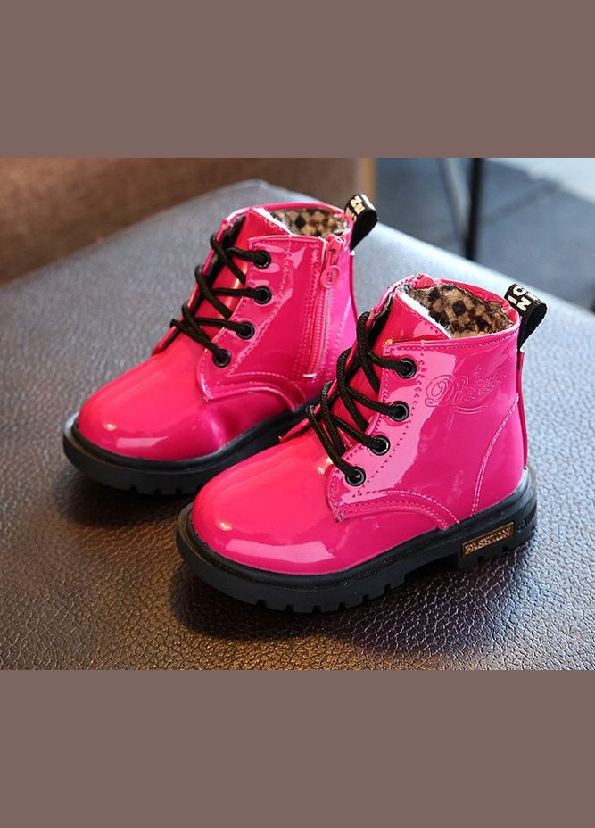 Лаковані черевики з хутром Dinimigi малинові No Brand (303612735)