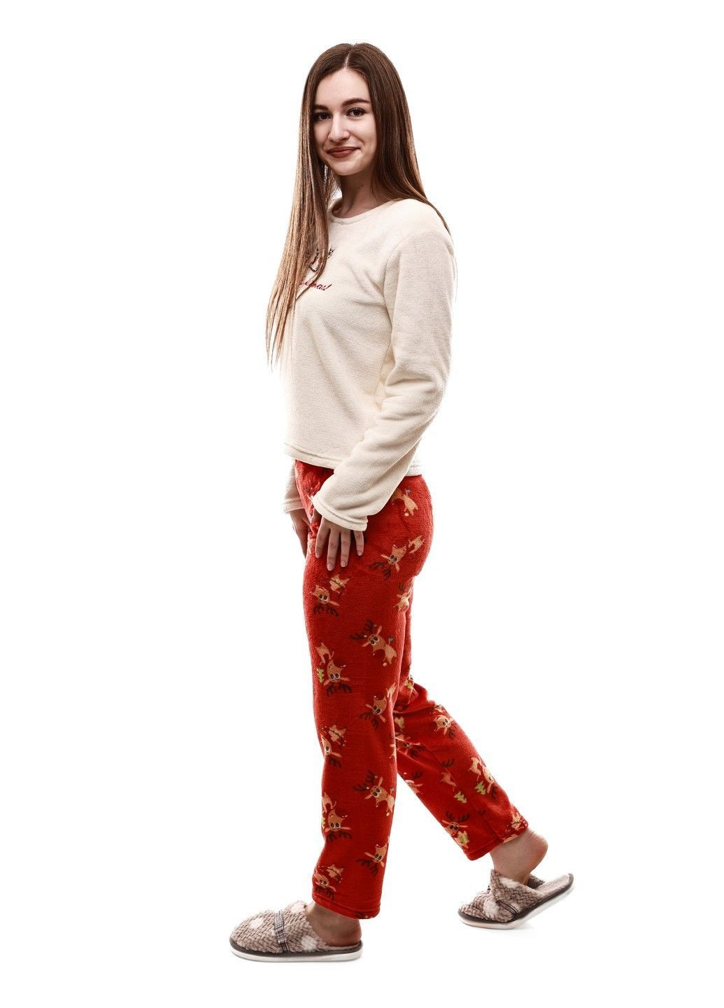 Молочна зимня піжама жіноча No Brand