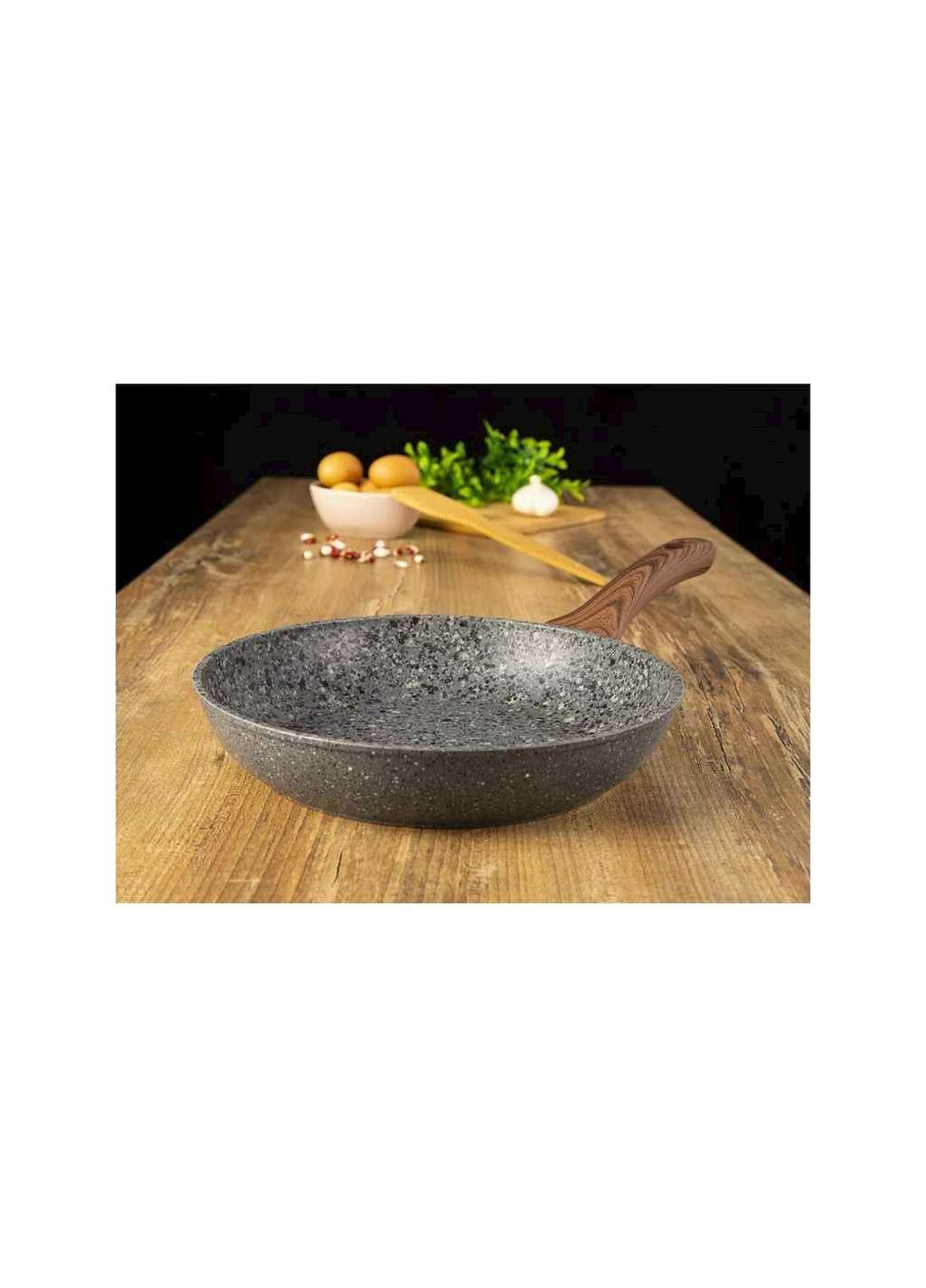 Сковорода 26см AU-203-26 литой алюминий, серый, крепкое гранитное покрытие GRANITE Aureti (354344877)