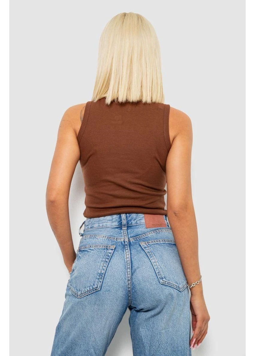 Топ жіночий у рубчик із вишивкою,, 221R5076 No Brand (394990494)