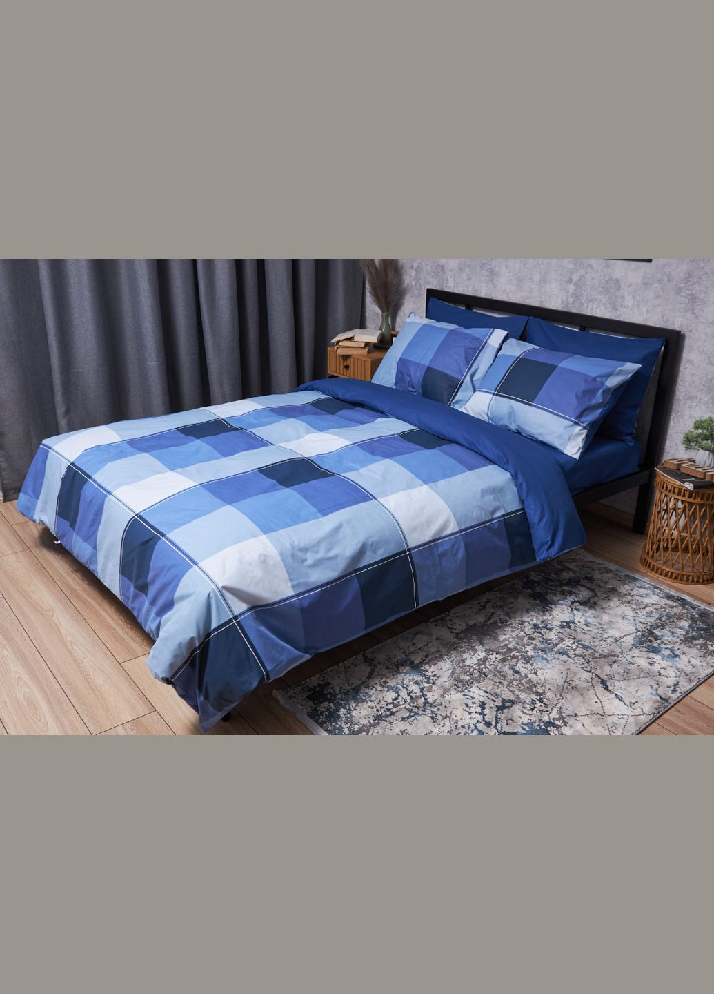 Комплект постільної білизни Бязь Gold Люкс «» євро 200х220 наволочки 2х70х70 (MS-820004877) Moon&Star Finland Blue (293148367)