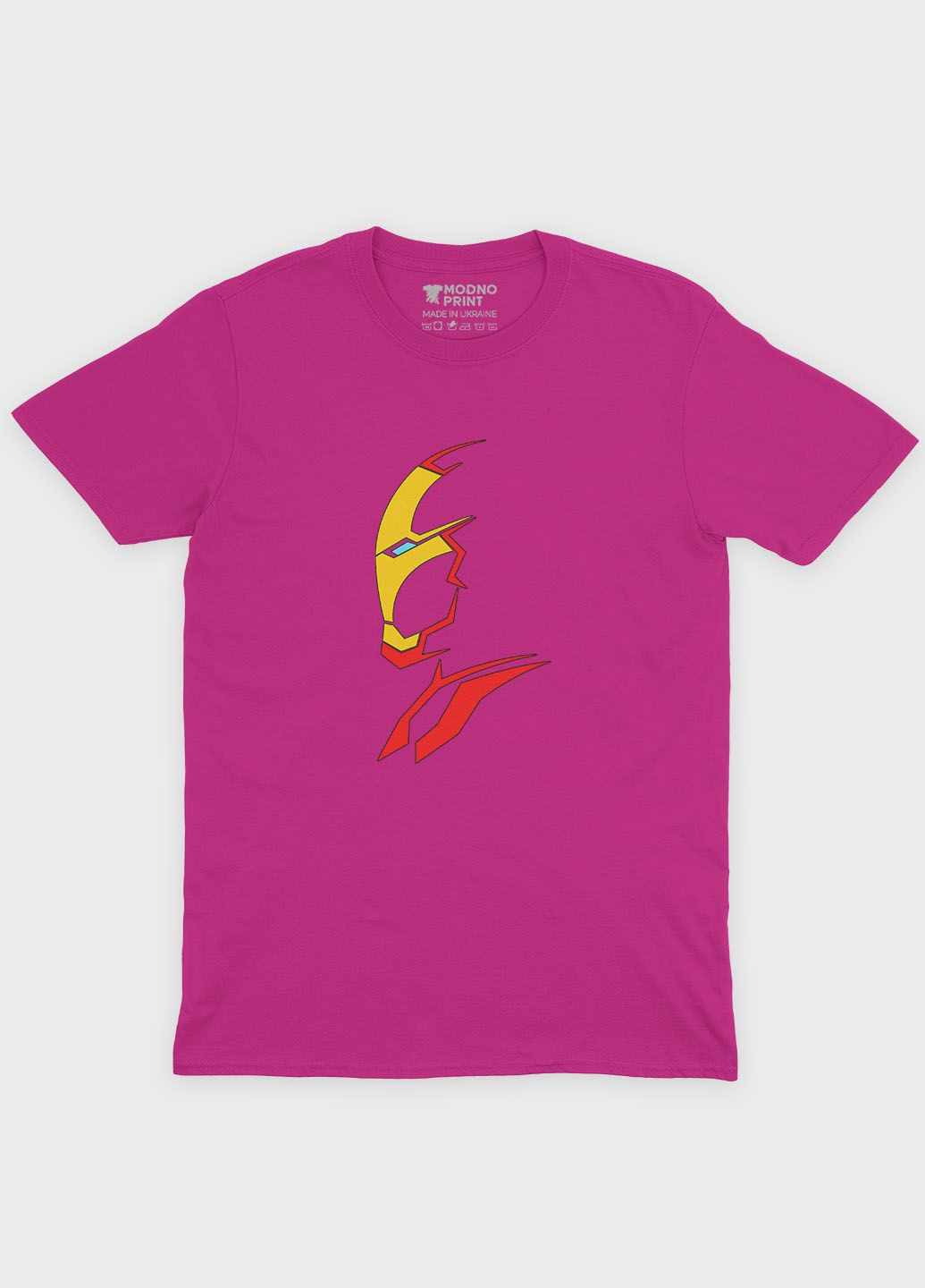 Розовая демисезонная футболка для мальчика с принтом супергероя - железный человек (ts001-1-fuxj-006-016-020-b) Modno