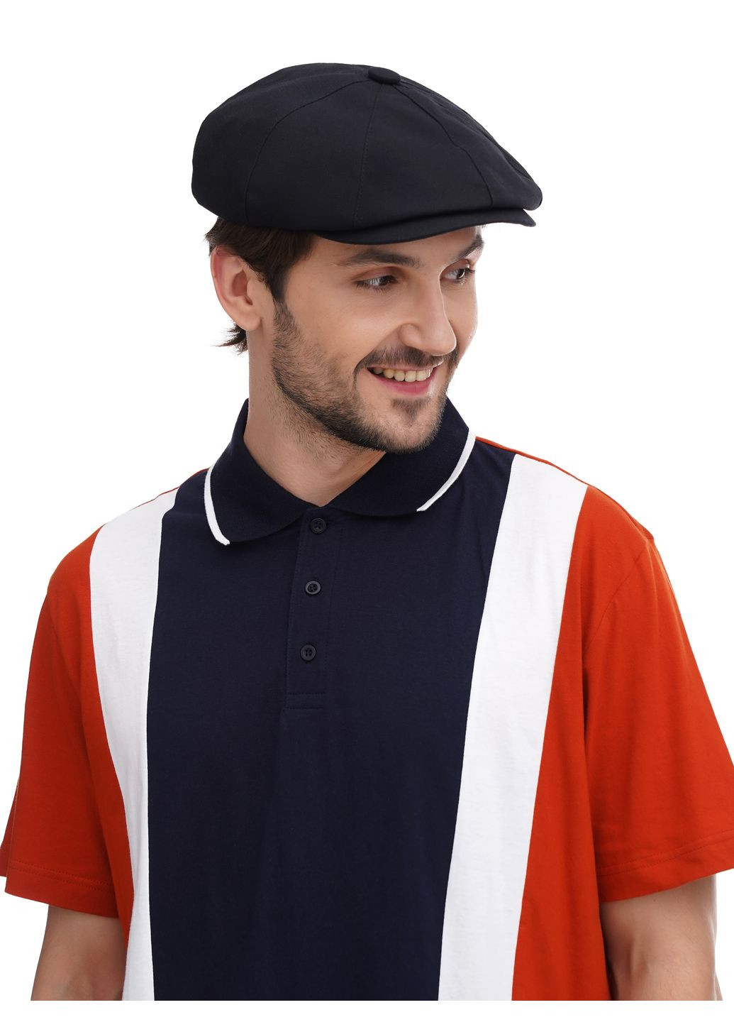 Мужская хлопковая кепка-восьмиклинка чёрного цвета VECONS Восьмиклинка — стильний та елегантний (304403947)