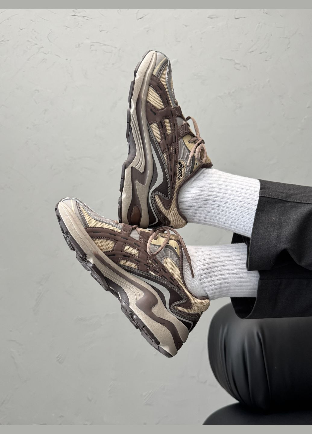 Бежевые демисезонные кроссовки мужские и женские asics gel-preleus beige brown | асикс гель-прелеус бежевые коричневые No Brand