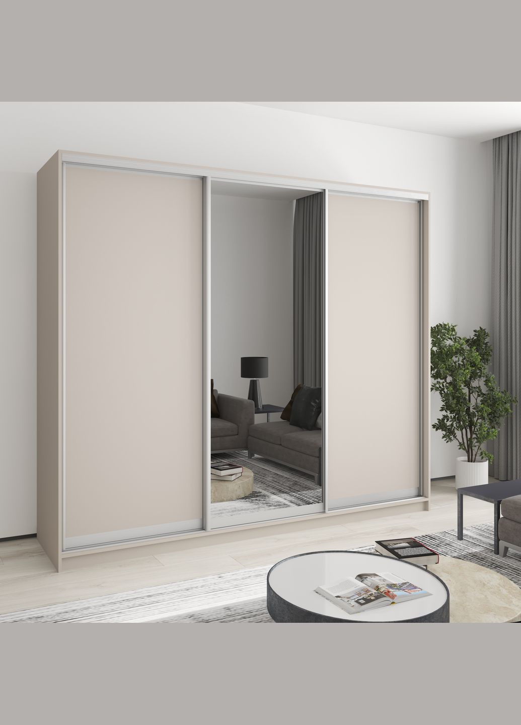 Шкаф-купе трехдверный Комбо AL 2ДСП/Зеркало 240x60x210 см (MBS-3364) MebelStar (346288919)