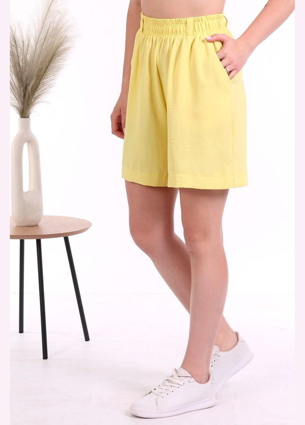 Шорти вільного крою жіночі 005 жатка жовті Актуаль (330260432)