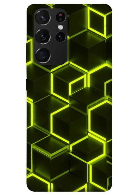 Чехол с принтом для Samsung Galaxy S21 Ultra / для самсунг галакси С21 ультра Neon hexagon No Brand (338601527)