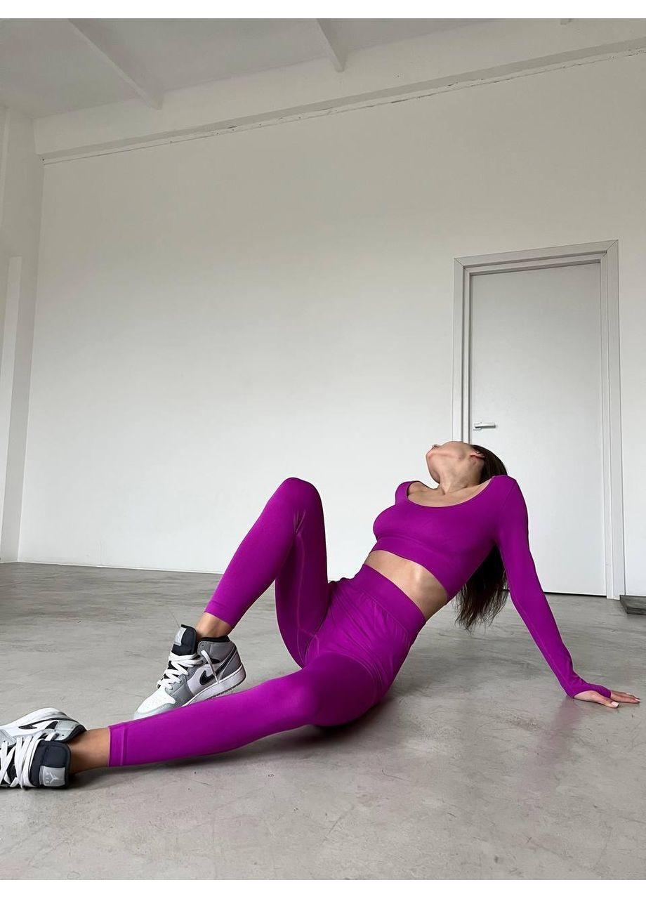 Фітнес костюм жіночий ПУШ АП / Безшовний жіночий фітнес костюм фуксія з лосинами / Жіночий спортивний костюм фуксія No Brand (367102228)