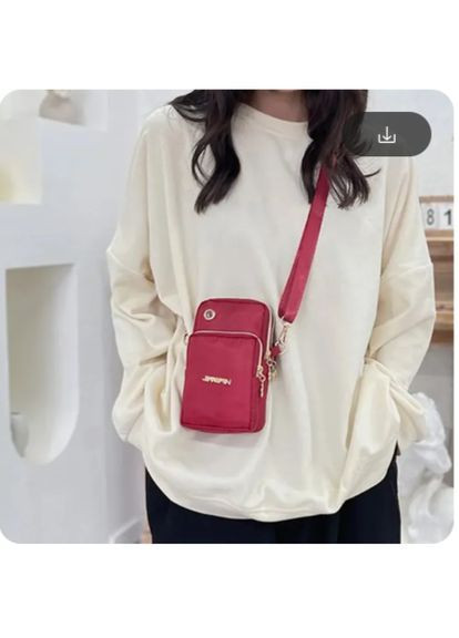 Сумочка кросс боди на шлейке красная No Brand на блискавці (362441048)