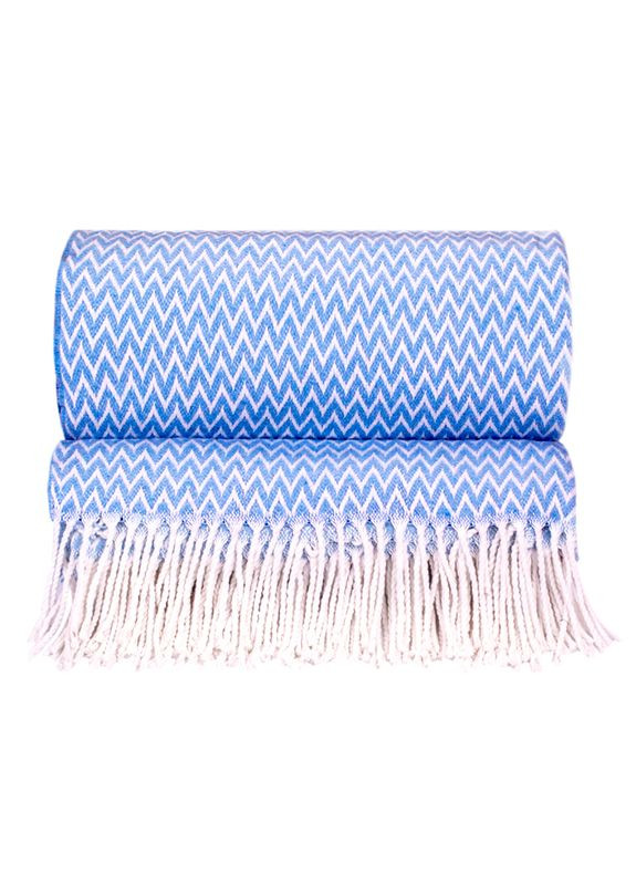 Плед хлопковый зиг-заг голубой (A-023393) Love You (325695685)