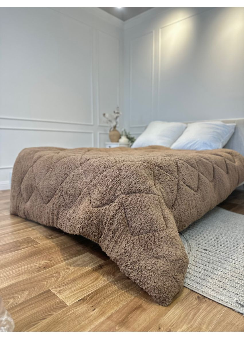 Одеяло полуторное стеганное зимнее из верблюжьей шерсти 21481 150х210 см коричневое Leri Max (365719084)