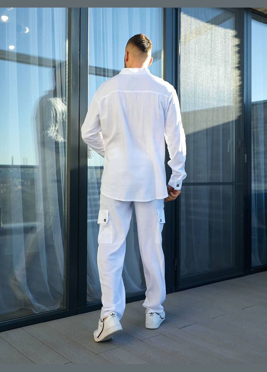 Білий літній костюм чоловічий лляний брючний popluzhnaya