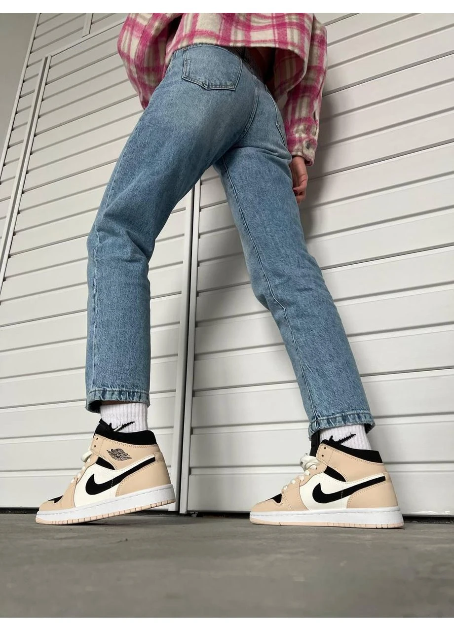 Чорні літні кросівки nike air jordan 1 retro high black beige найк аір джордан No Brand