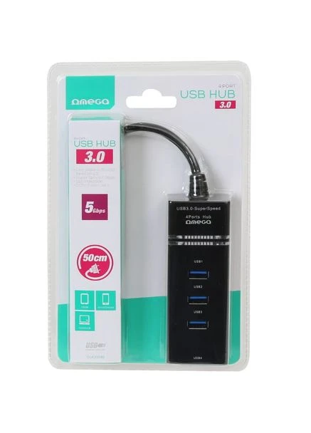 USB-хаб USB 3.0 Hub 4 порта Черный (OUH34B) Omega (385545354)