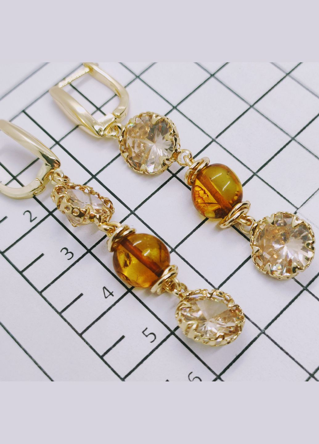 Сережки 3151 з натурального бурштину відтінок медовий MINOV (315780003)