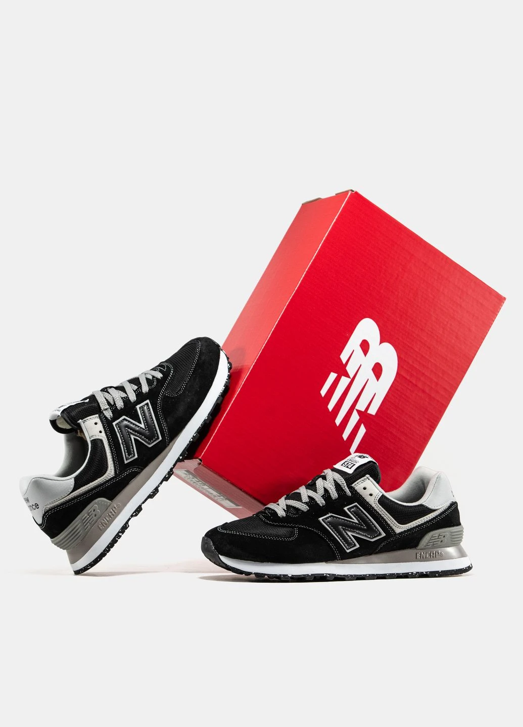 Черные демисезонные кроссовки мужские и женские new balance 574 black | нью беланс 574 черные No Brand