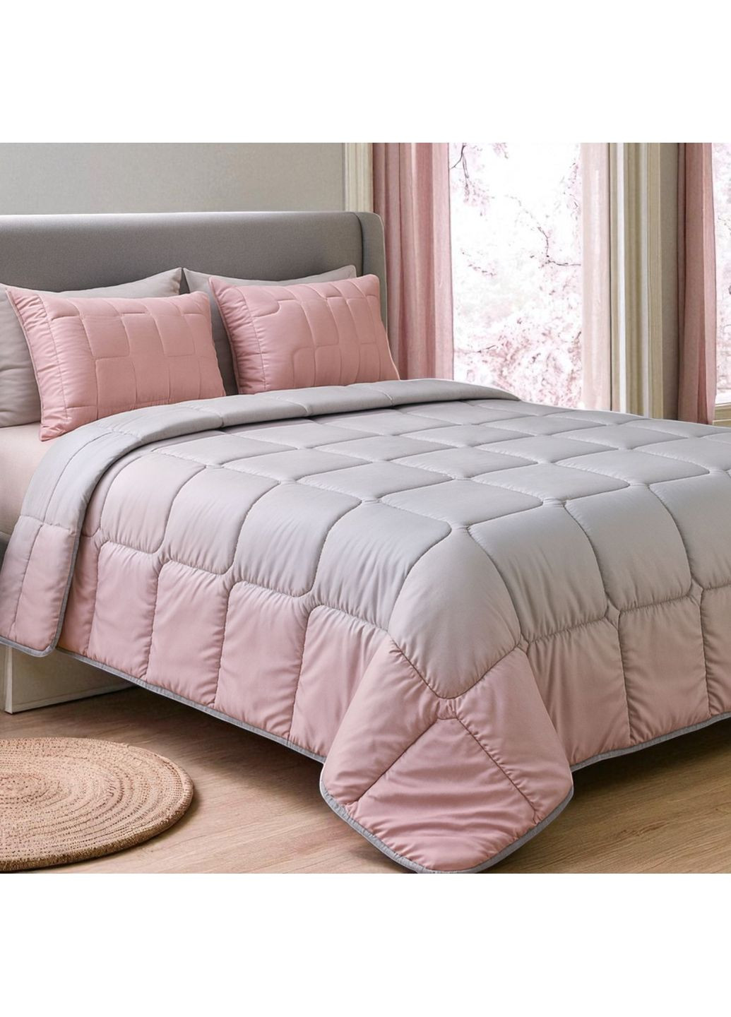 Спальный набор WomenTime подушка, одеяло, маска для сна, полуторный размер, пудрово-серый (8-36151*001) IDEIA (365752076)