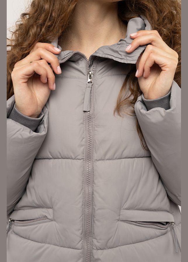 Серая зимняя женская куртка цвет серый цб-00223840 Dai Fei Xue