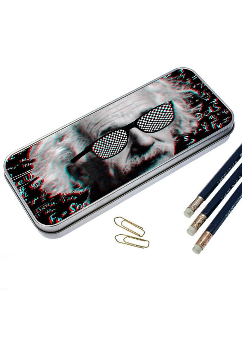 Пенал шкільний для хлопчика та дівчинки металевий енштейн 7*18 см Silver No Brand (309154728)