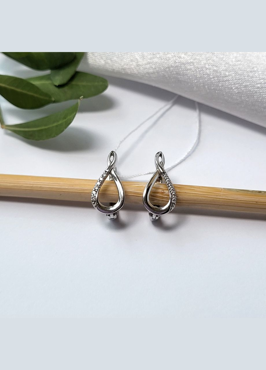 Серебряные серёжки (пара) серьги с Белыми камнями серебро 925 пробы покрыто родием 1561 1.53г No Brand (306741862)