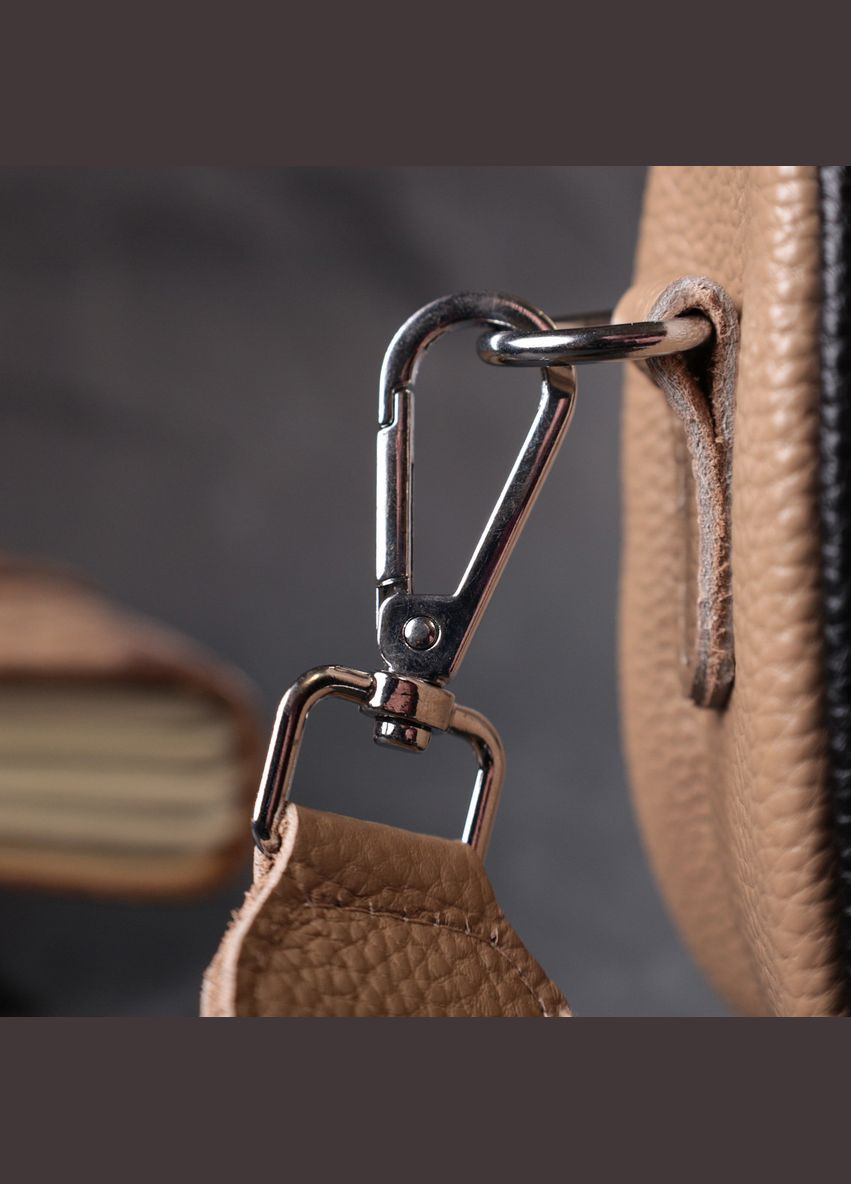 Напівкругла сумка крос-боді для жінок з натуральної шкіри 22392 Бежева Vintage (298571449)