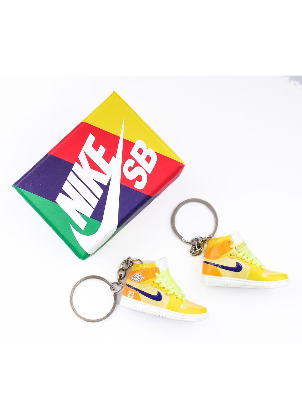 Міні взуття, фінер-шузи, брелок Nike AIR 23 Yellow + коробка Color Jordan (370948956)
